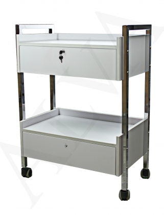 Alva Beauty cart trolly wooden plastic solid metal acrylic stainless steel facial glass shelves wooden shelves shelf level drawers