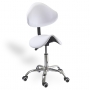 Alva Beauty stool beauty saddle stool with back foot rest hydraulic round white black metal base
