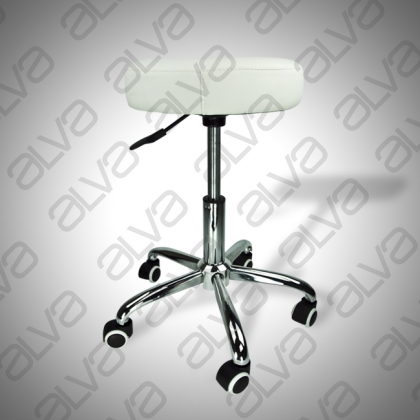 Alva Beauty stool beauty saddle stool with back foot rest hydraulic round white black metal base